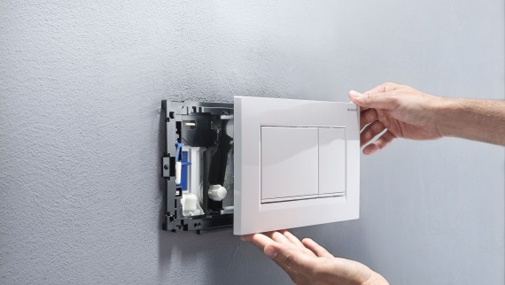 Hvit Sigma20 betjeningsplate (© Geberit) Hvit Sigma20 betjeningsplate (© Geberit)