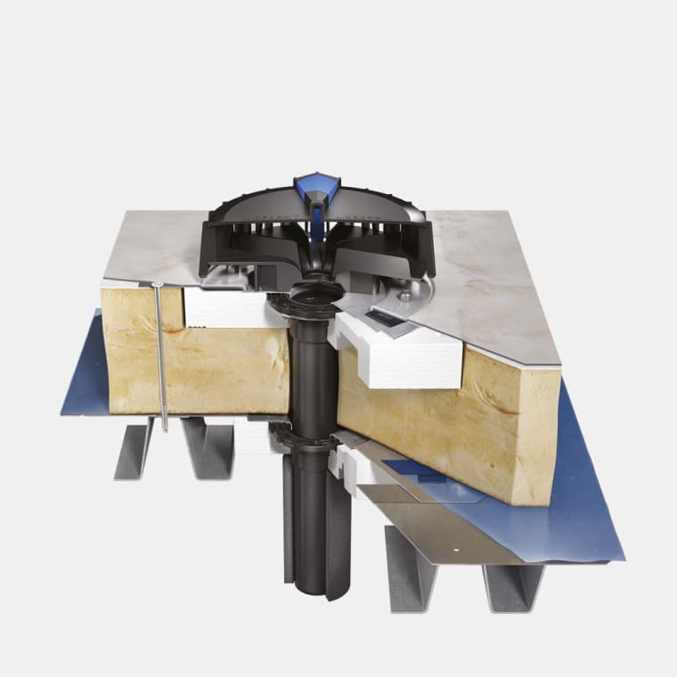 Installasjon av Geberit Pluvia på letttak med takfolie og dampsperre Installasjon av Geberit Pluvia på letttak med takfolie og dampsperre